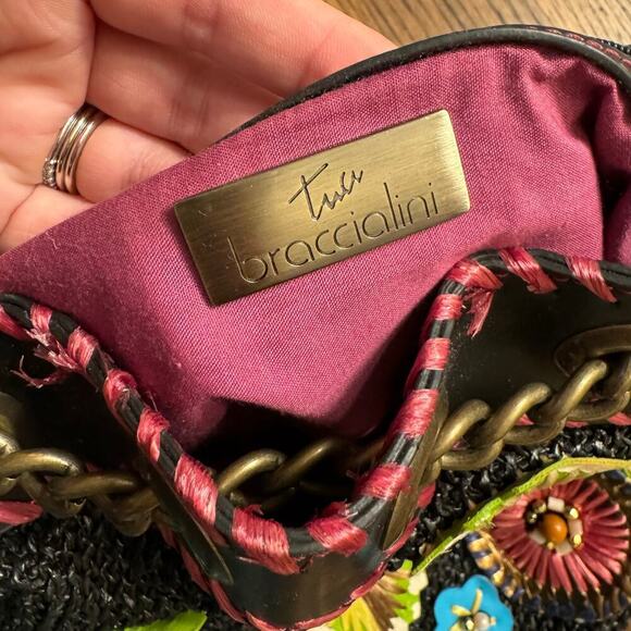 Vintage Y2K Tua Braccialini Collectors Shoulder Bag Vibrant Handbag Floral Pearl - Picture 10 of 16